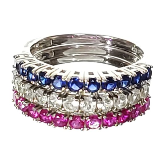 Jewelry - STERLING 925 Set of 3 Rings Pink White Blue